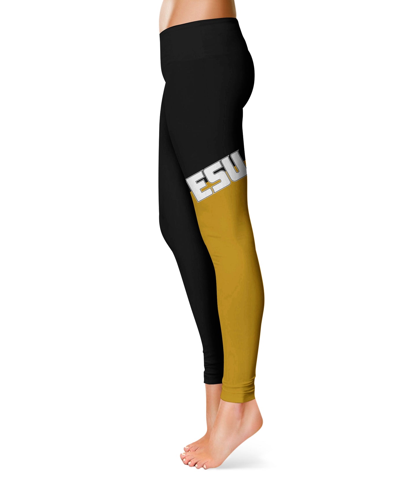 Emporia State Hornets Vive La Fete Game Day Collegiate Leg Color Block Women Black Gold Yoga Leggings