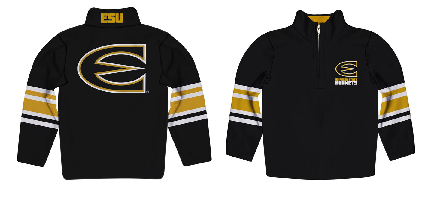 Emporia State Hornets Game Day Black Quarter Zip Pullover for Infants Toddlers by Vive La Fete