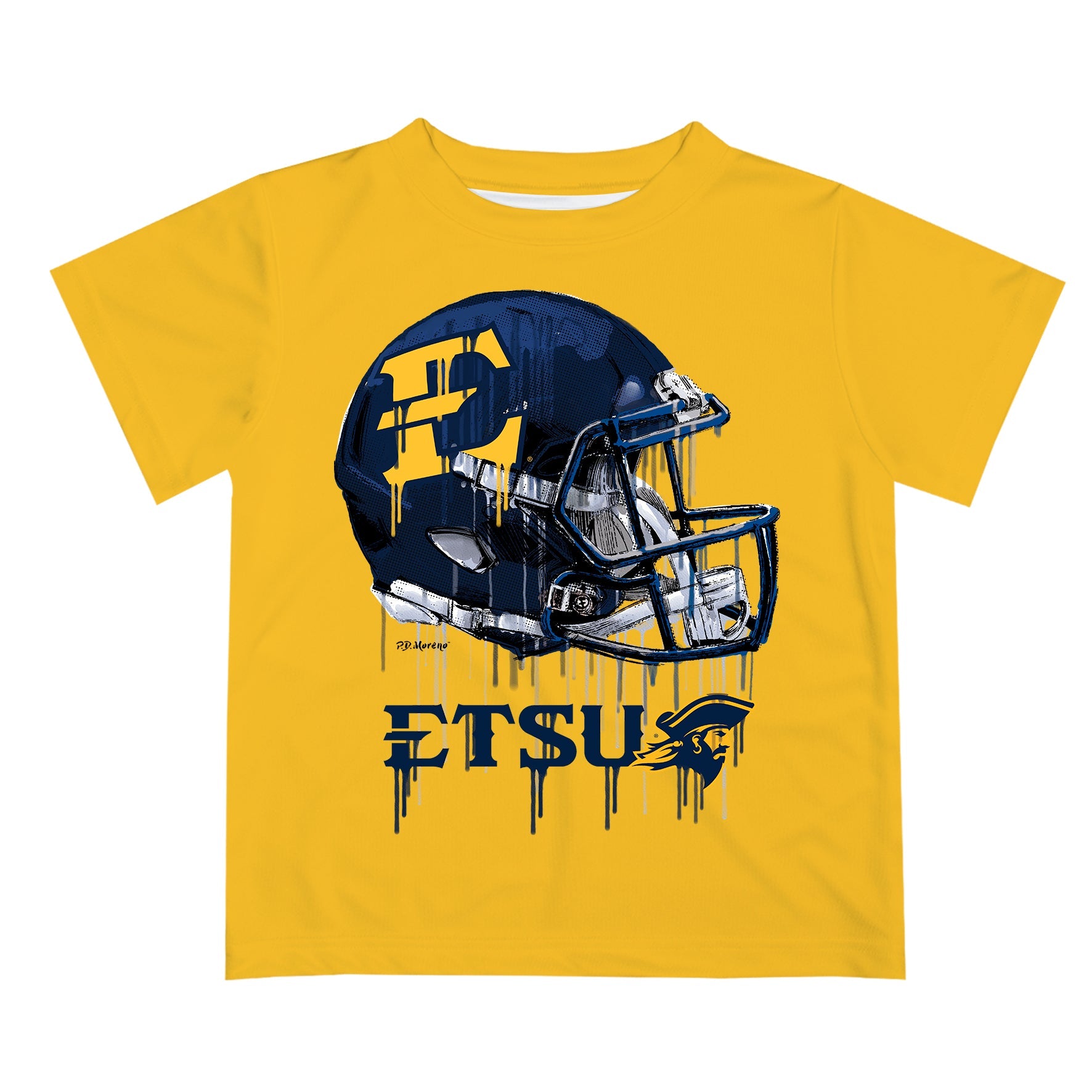 drippy football helmets East Tennessee Buccaneers Original Dripping Football Helmet Yellow T-Shirt for Boys by Vive La Fete, Youth