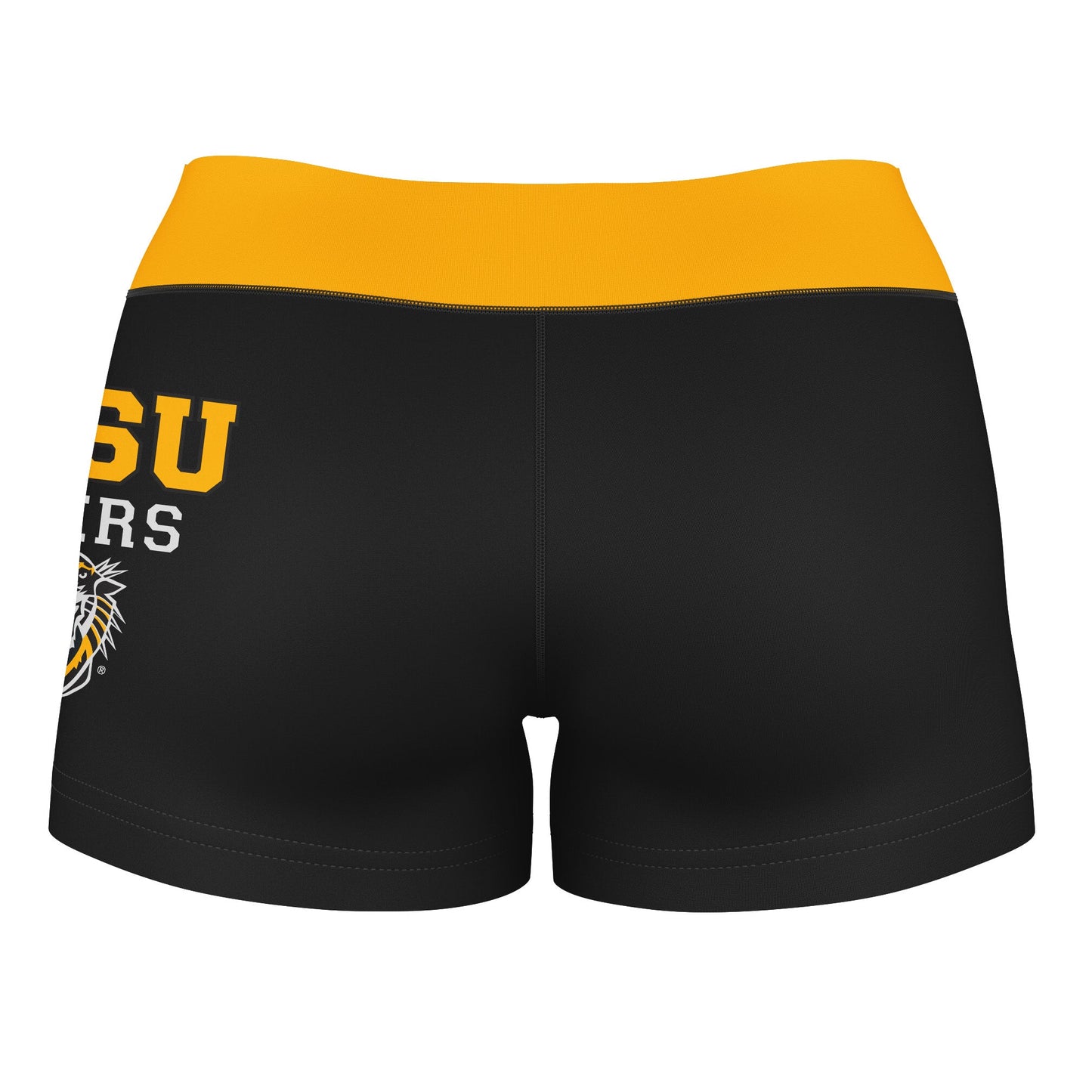 FHSU Tigers Vive La Fete Game Day Logo on Thigh and Waistband Black & Gold Women Yoga Booty Workout Shorts 3.75 Inseam" - Vive La F̻te - Online Apparel Store