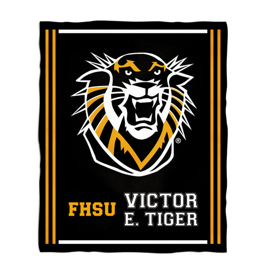 Fort Hays State University Tigers FHSU Kids Game Day Black Plush Soft Minky Blanket 36 x 48 Mascot