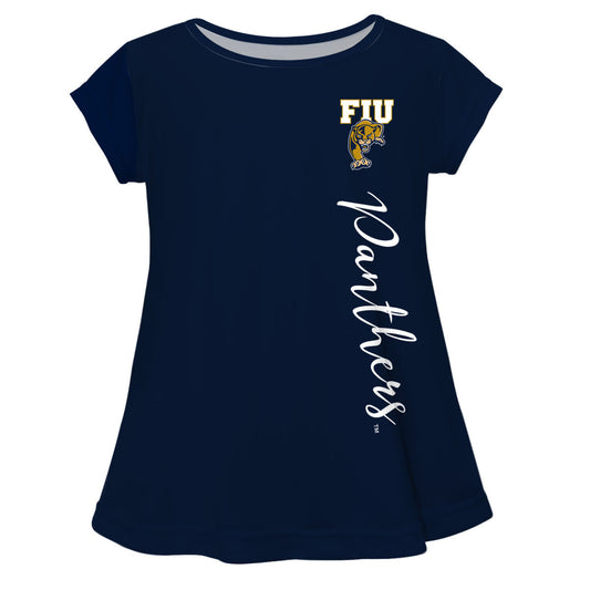 FIU Panthers Blue Solid Short Sleeve Girls Laurie Top by Vive La Fete