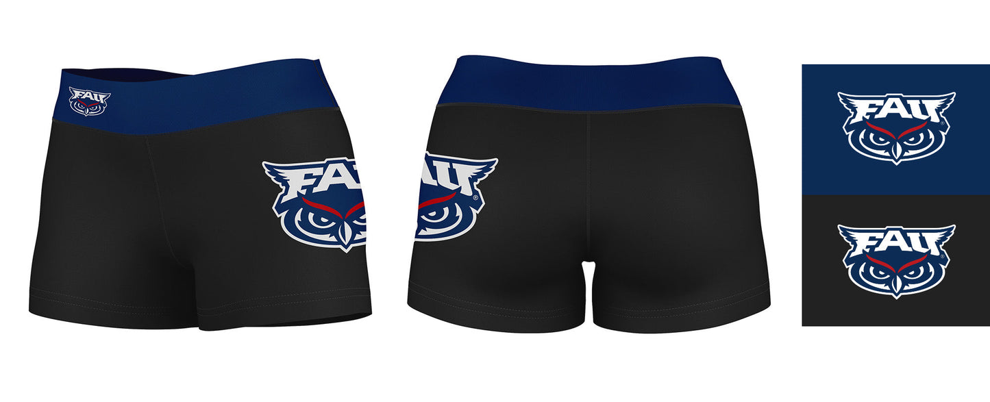 FAU Owls Vive La Fete Game Day Logo on Thigh and Waistband Black and Blue Women Yoga Booty Workout Shorts 3.75 Inseam" - Vive La F̻te - Online Apparel Store