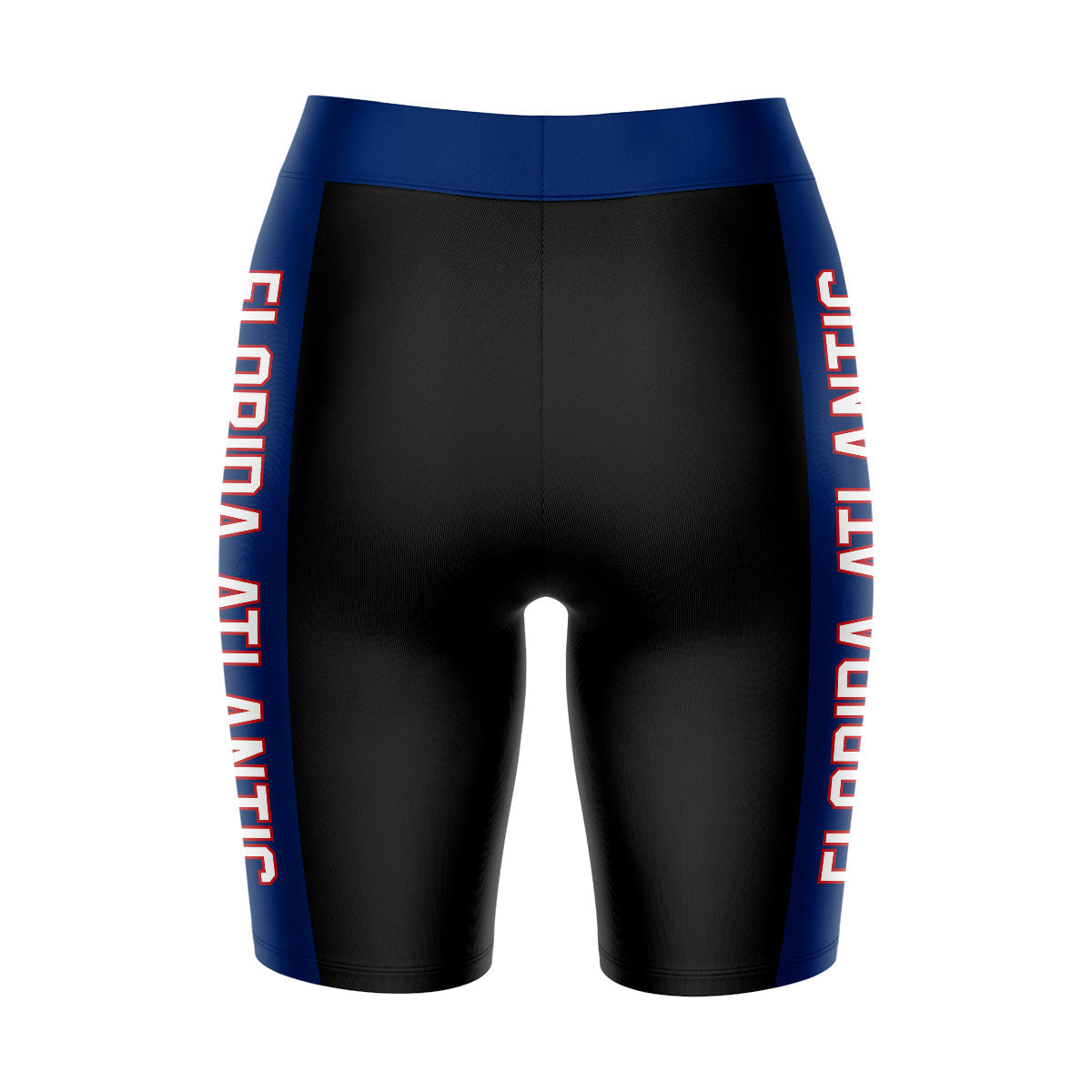 FAU Owls Vive La Fete Game Day Logo on Waistband and Blue Stripes Black Women Bike Short 9 Inseam"