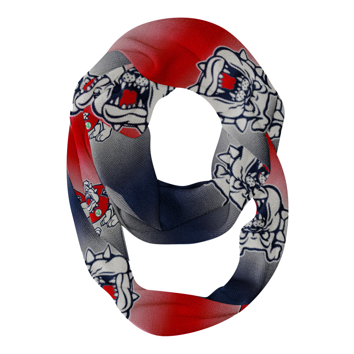 Fresno State Bulldogs Vive La Fete All Over Logo Game Day Collegiate Women Ultra Soft Knit Infinity Scarf