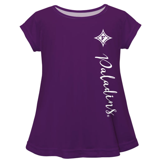 Furman Paladins Purple Solid Short Sleeve Girls Laurie Top by Vive La Fete