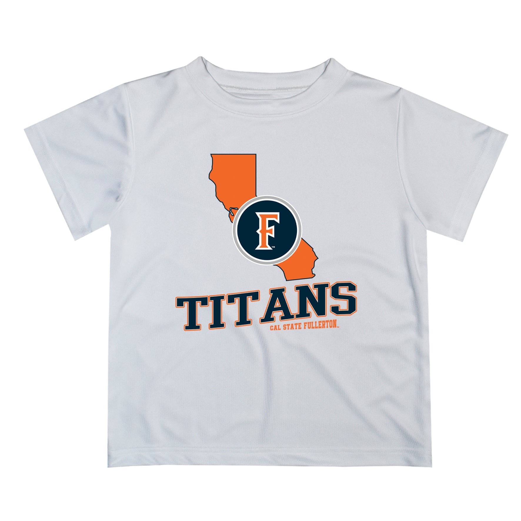 Cal State Fullerton Titans CSUF State Map White Short Sleeve Tee Shirt