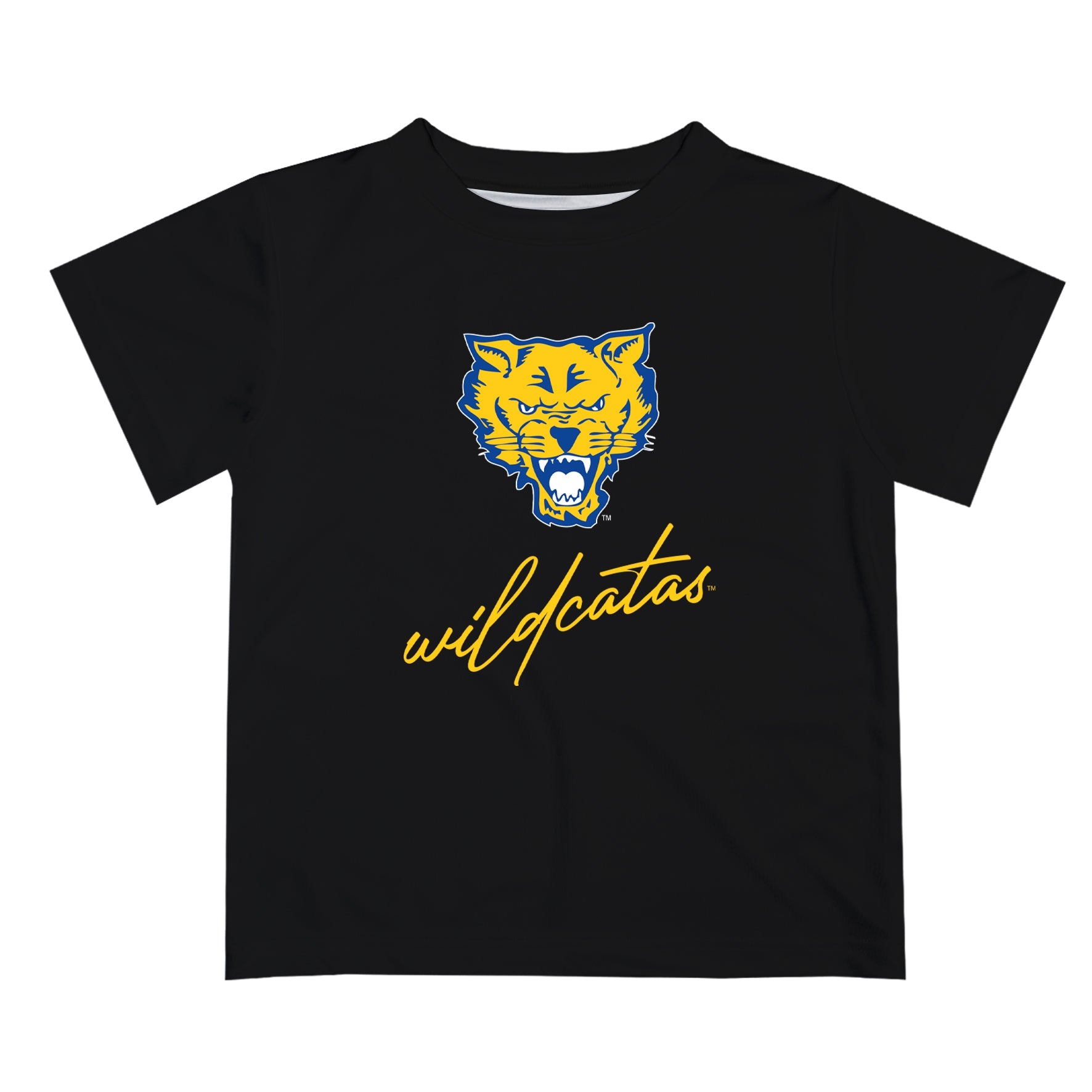 Fort Valley State Wildcats FVSU Vive La Fete Script V1 Black Short Sleeve Tee Shirt