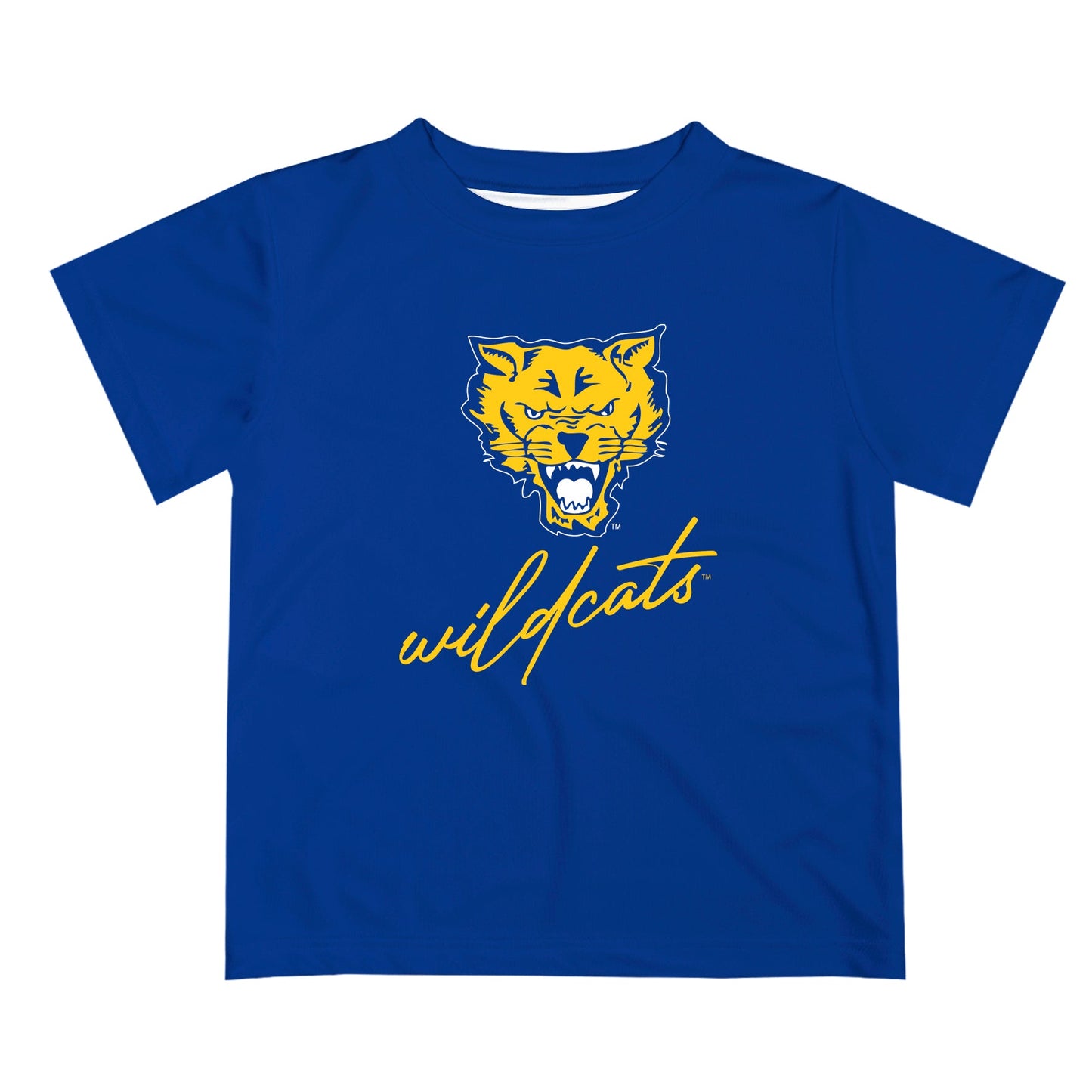 Fort Valley State Wildcats FVSU Vive La Fete Script V1 Blue Short Sleeve Tee Shirt