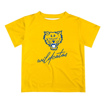 Fort Valley State Wildcats FVSU Vive La Fete Script V1 Gold Short Sleeve Tee Shirt