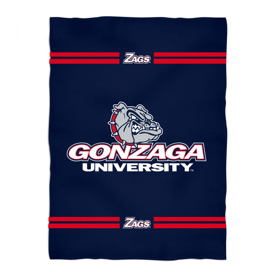Gonzaga Bulldogs Zags GU Game Day Soft Premium Fleece Navy Throw Blanket 40 x 58 Logo and Stripes