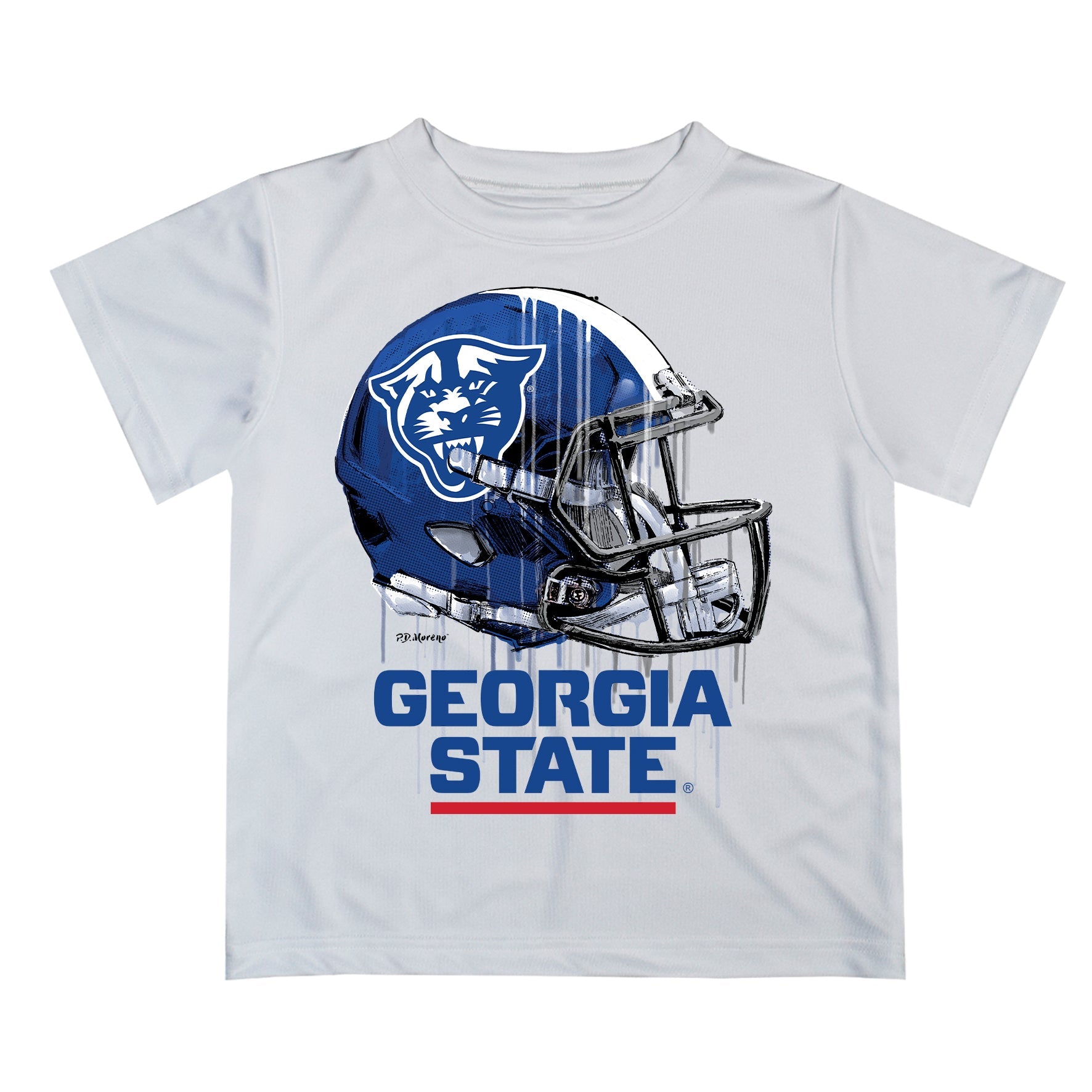 georgia state university gear Georgia State Panthers Original Dripping Football Helmet White T-Shirt for Boys by Vive La Fete, Youth
