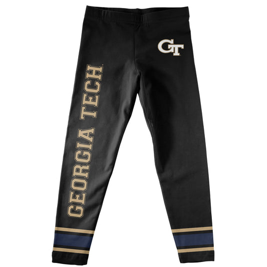 Georgia Tech Yellow Jackets Verbiage And Logo Black Stripes Leggings