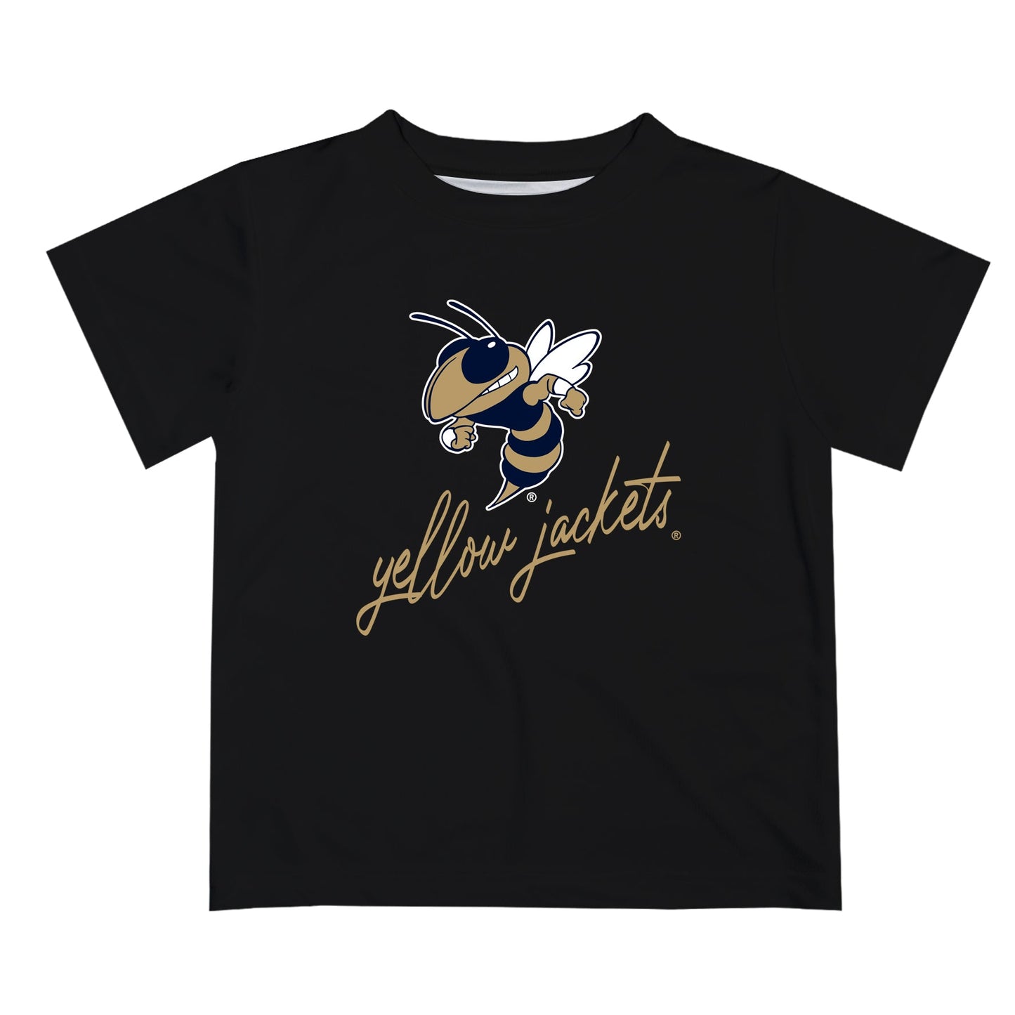 Georgia Tech Yellow Jackets Vive La Fete Script V1 Black Short Sleeve Tee Shirt