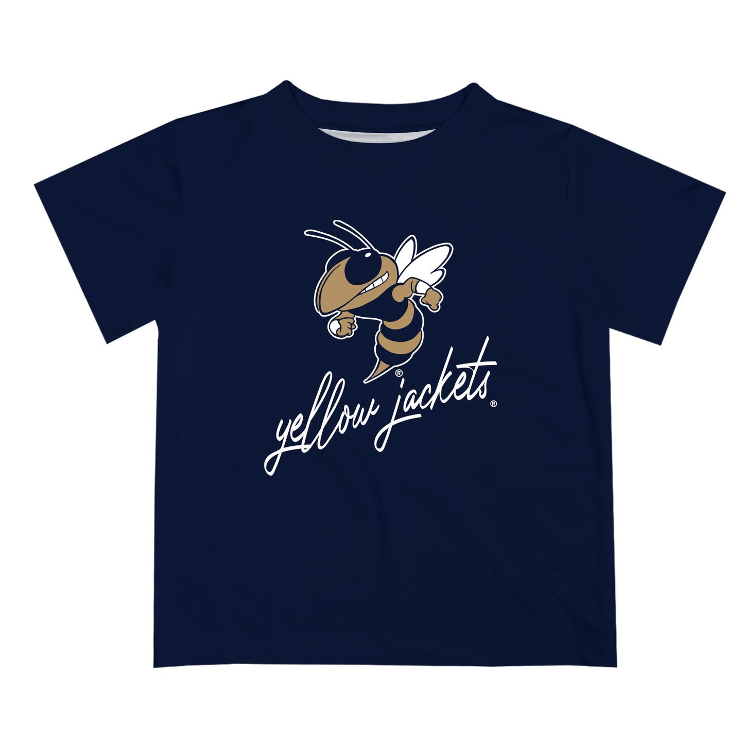 Georgia Tech Yellow Jackets Vive La Fete Script White Short Sleeve Tee Shirt - Vive La F̻te - Online Apparel Store