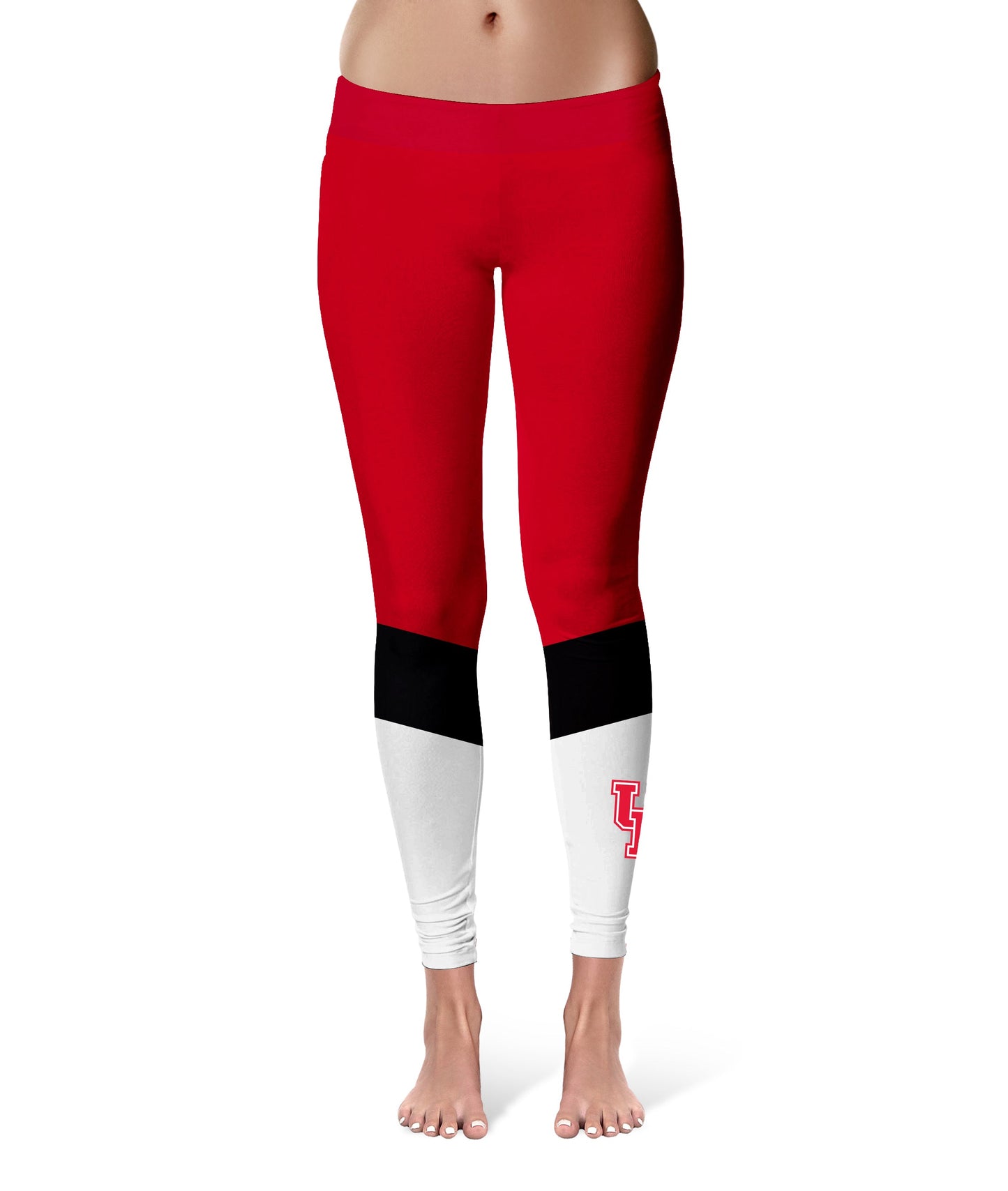 University of Houston Cougars Vive La Fete Game Day Collegiate Ankle Color Block Women Red White Yoga Leggings