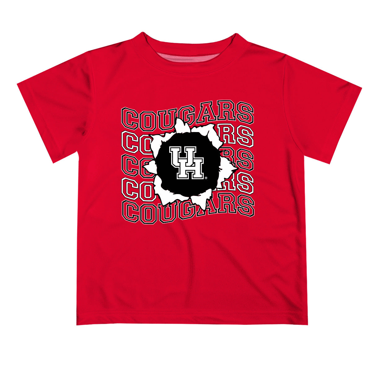 Houston Cougars Vive La Fete  Red Art V1 Short Sleeve Tee Shirt