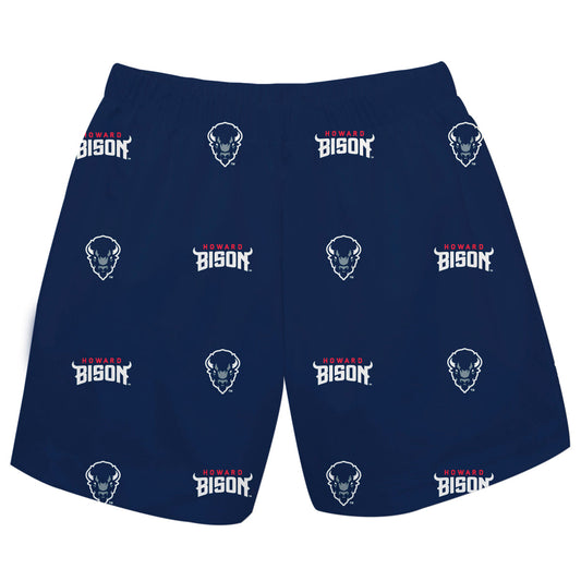 Howard University Bison Boys Game Day Elastic Waist Classic Play Navy Pull On Shorts