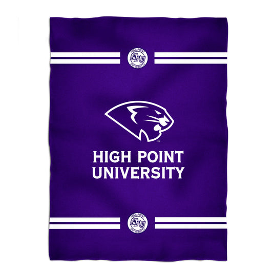 High Point Panthers Game Day Soft Premium Fleece Purple Throw Blanket 40 x 58 Logo and Stripes