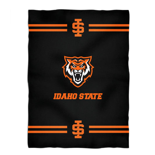 Idaho State Bengals Game Day Soft Premium Fleece Black Throw Blanket 40 x 58 Logo and Stripes