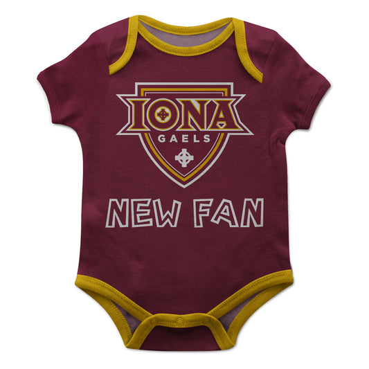 Iona Gaels Infant Game Day Maroon Short Sleeve One Piece Jumpsuit by Vive La Fete