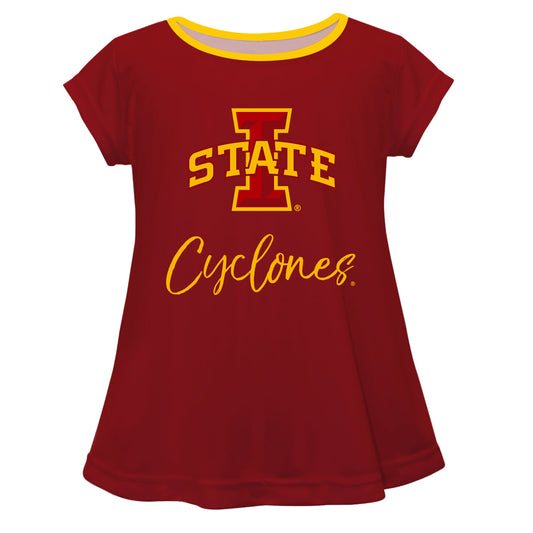 Iowa State Cyclones ISU Girls Game Day Short Sleeve Maroon Laurie Top by Vive La Fete