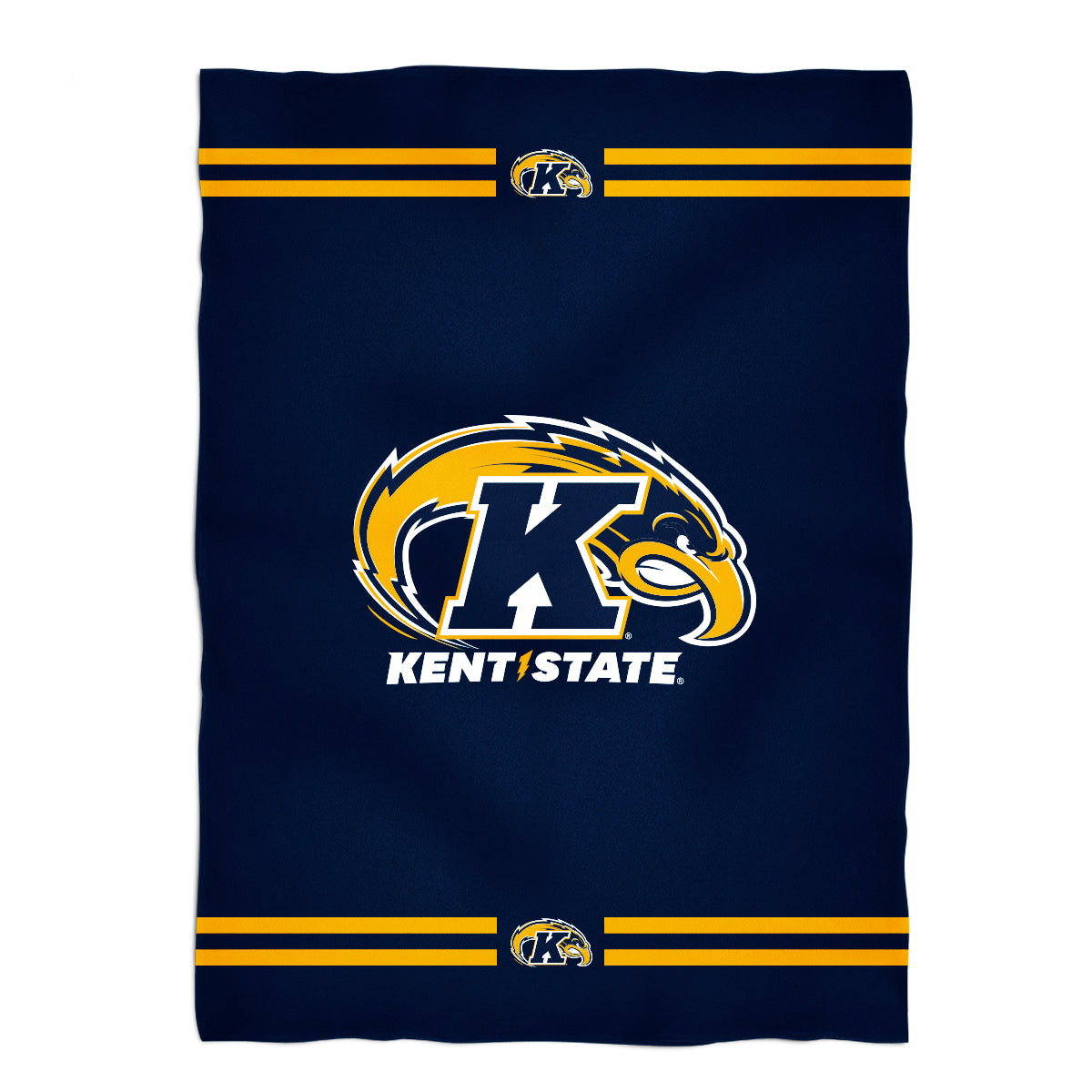 Kent State Golden Flashes Game Day Soft Premium Fleece Navy Throw Blanket 40 x 58 Logo and Stripes