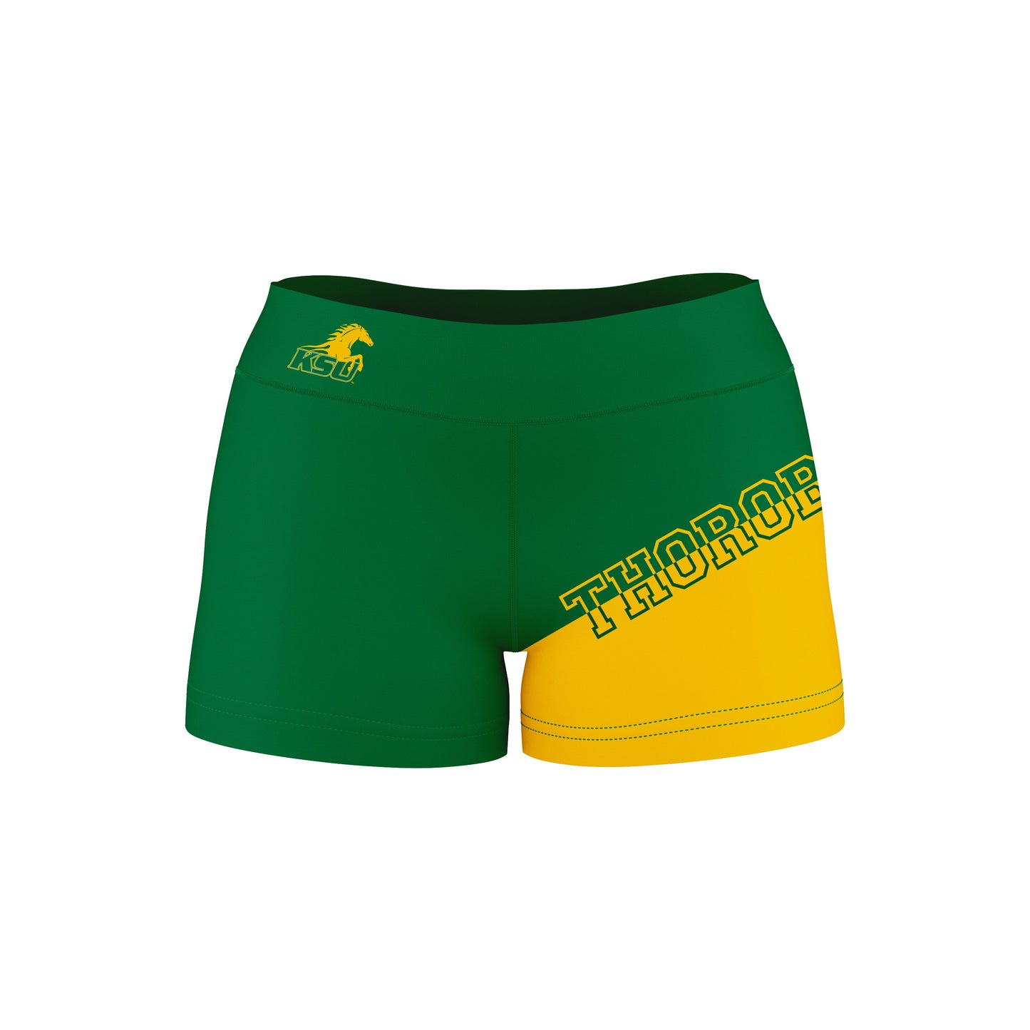 Kentucky State Thorobreads KYSU Vive La Fete Game Day Collegiate Leg Color Block Women Green Gold Optimum Yoga Short