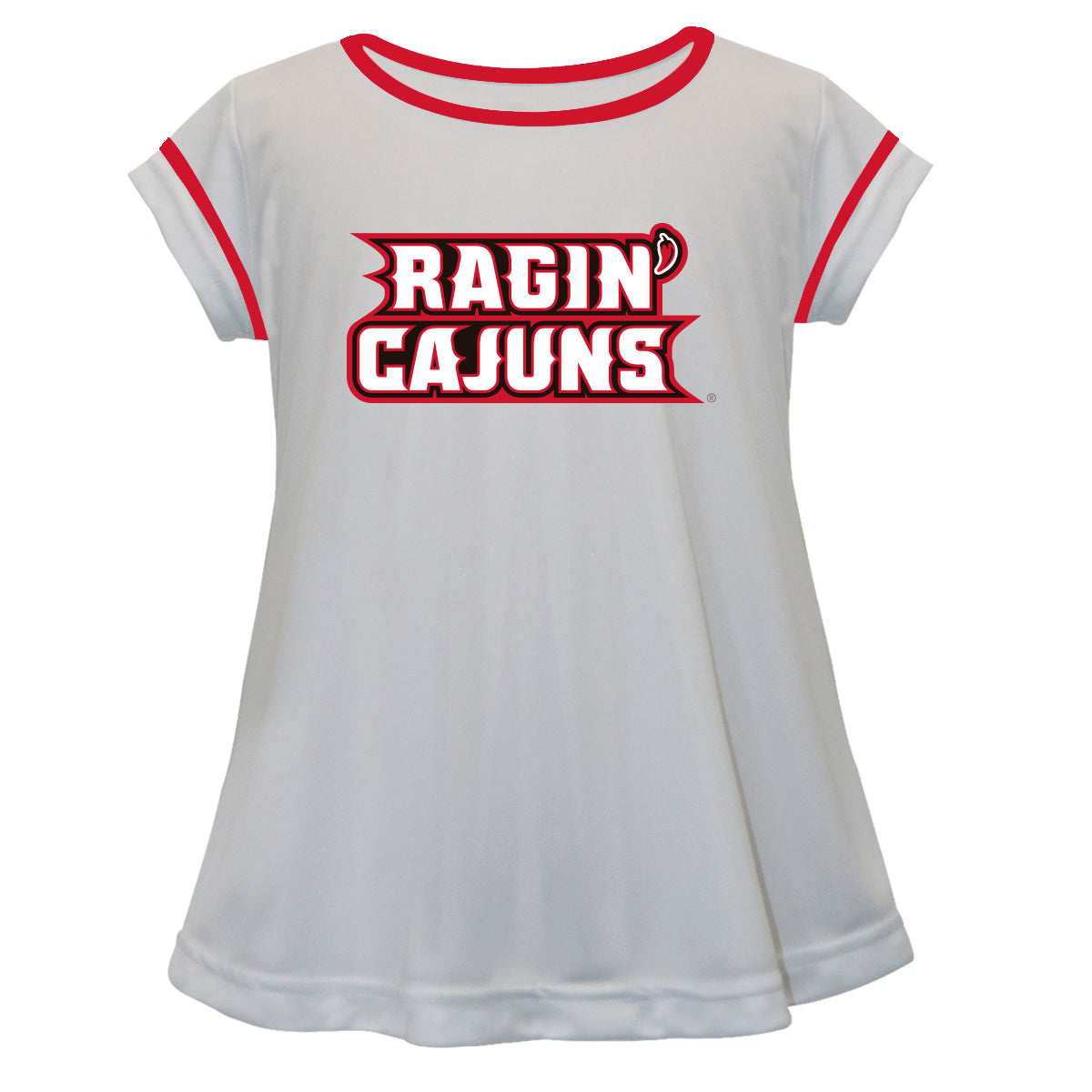 Louisiana At Lafayette Solid White Girls Laurie Top Short Sleeve by Vive La Fete