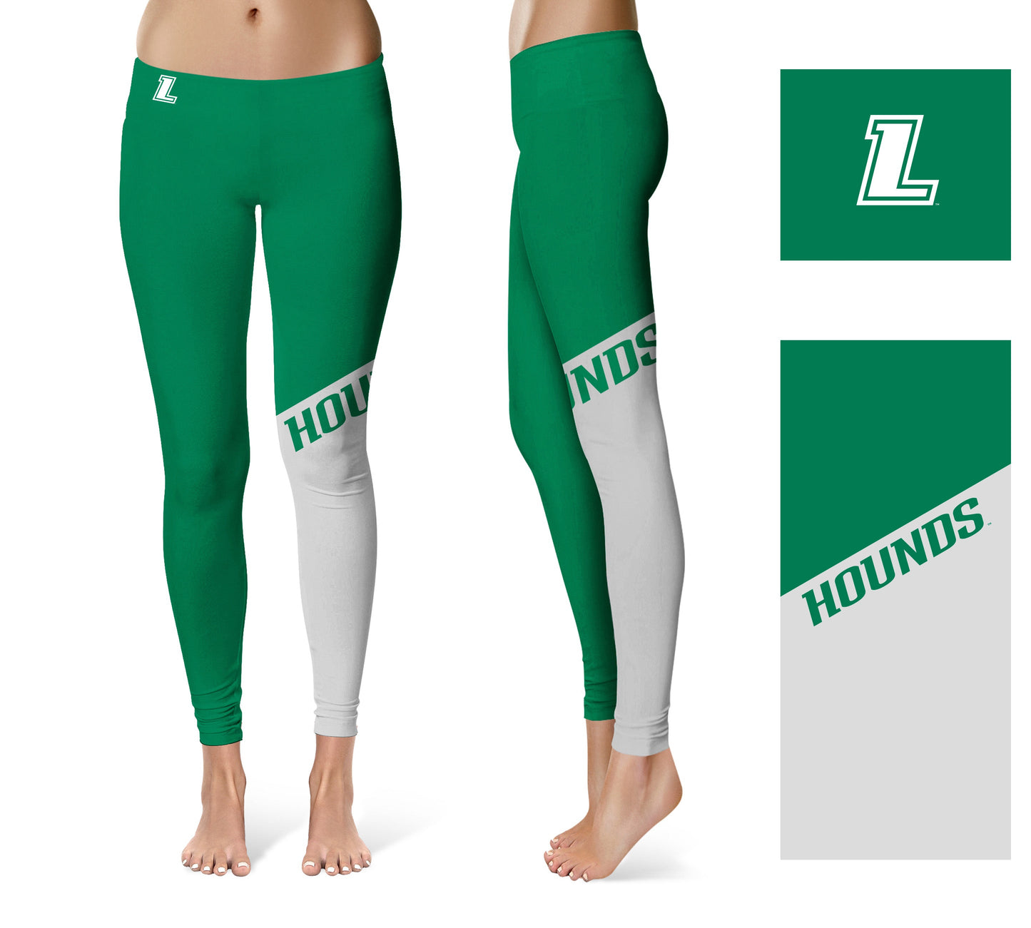 Loyola Maryland Greyhounds Vive La Fete Game Day Collegiate Leg Color Block Women Green Gray Yoga Leggings