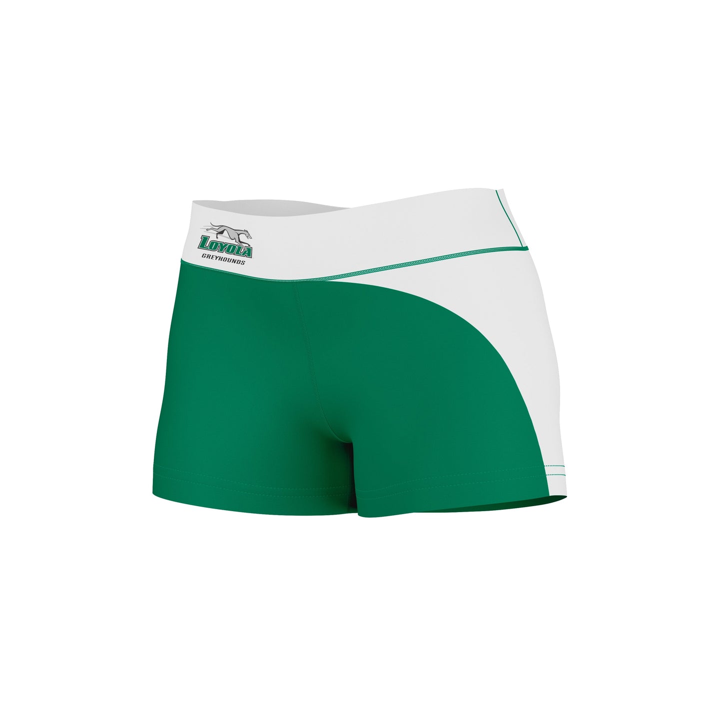 Loyola Maryland Greyhounds Vive La Fete Collegiate Waist Color Block Women Green White Optimum Yoga Short - Vive La F̻te - Online Apparel Store