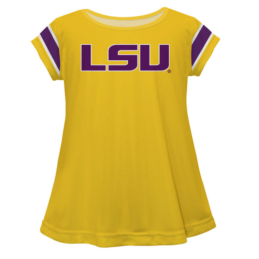 LSU Tigers Gold And Purple Short Sleeve Girls Laurie Top by Vive La Fete
