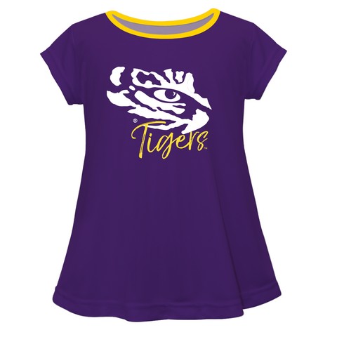 LSU Solid Purple Girls Laurie Top Short Sleeve Tigers by Vive La Fete