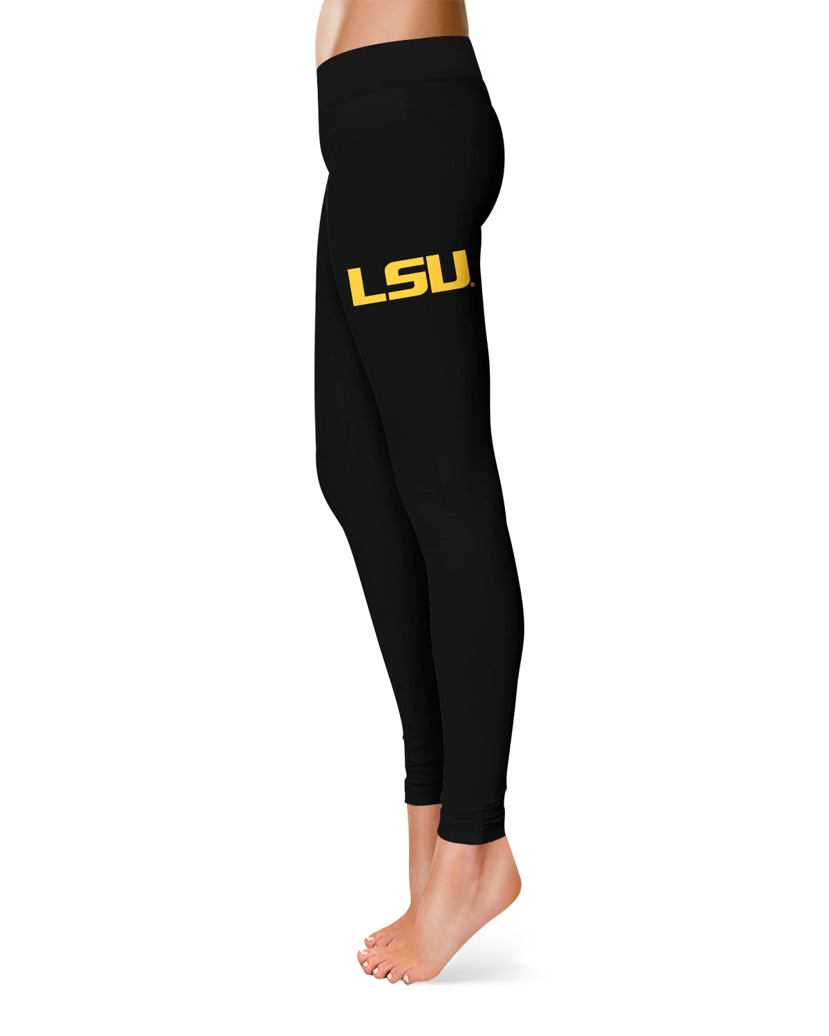 LSU Tigers Game Day Large Logo on Thigh Black Yoga Leggings for Women 2.5  Waist Tights