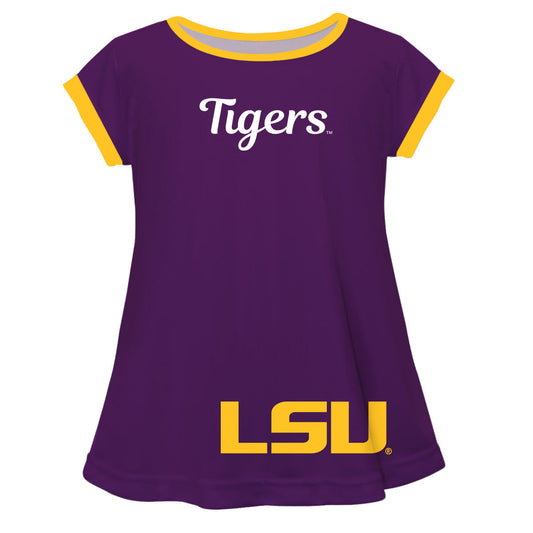 LSU Tigers Big Logo Purple Short Sleeve Girls Laurie Top by Vive La Fete