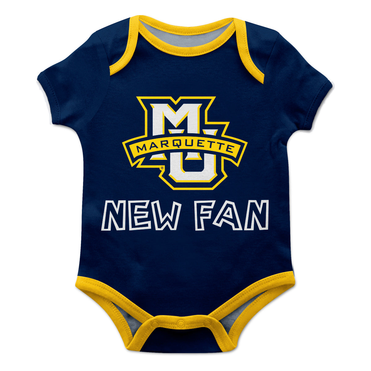 Marquette Golden Eagles Infant Game Day Navy Short Sleeve One Piece Jumpsuit New Fan Logo Bodysuit by Vive La Fete
