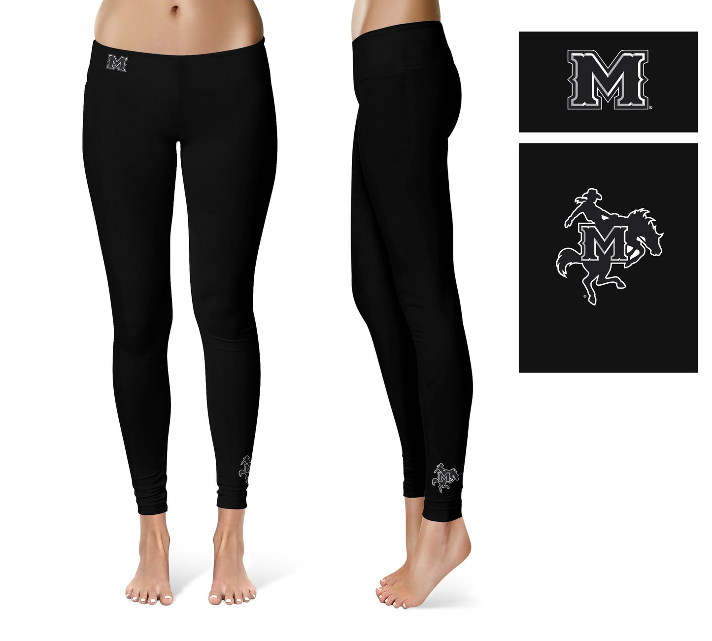 McNeese State Cowboys Vive La Fete Game Day Collegiate Logo at Ankle Women Black Yoga Leggings 2.5 Waist Tights