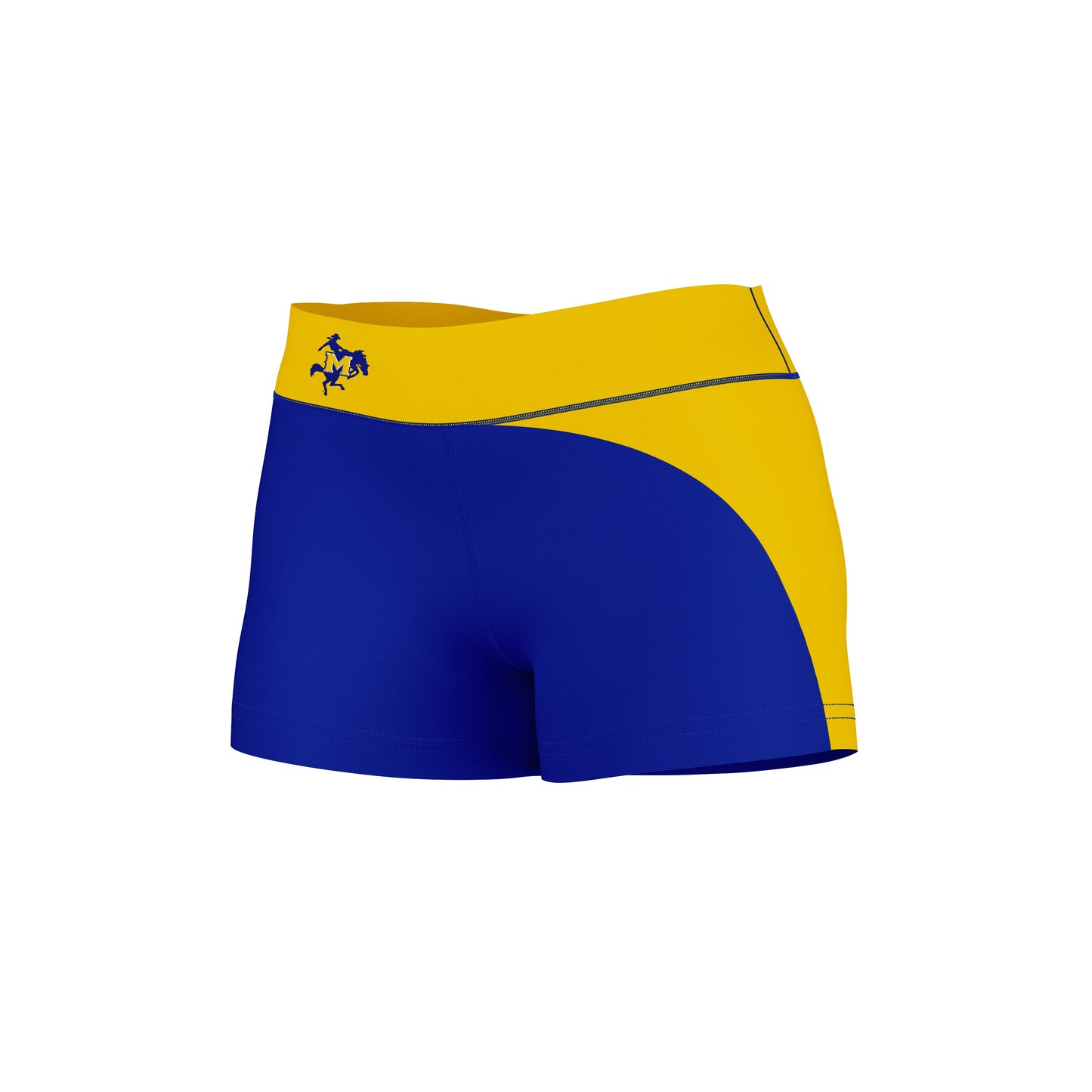 Canisius College Golden Griffins Vive La Fete Game Day Collegiate Waist Color Block Women Blue Gold Optimum Yoga Short - Vive La F̻te - Online Apparel Store