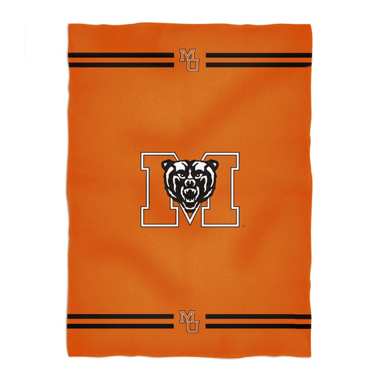 Mercer University Bears MU Game Day Soft Premium Fleece Orange Throw Blanket 40 x 58 Logo and Stripes