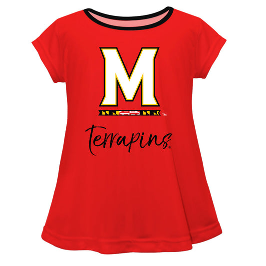 Maryland Terrapins Girls Game Day Short Sleeve Red Laurie Top by Vive La Fete