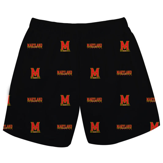 Maryland Terrapins Boys Game Day Elastic Waist Classic Play Black Pull On Shorts