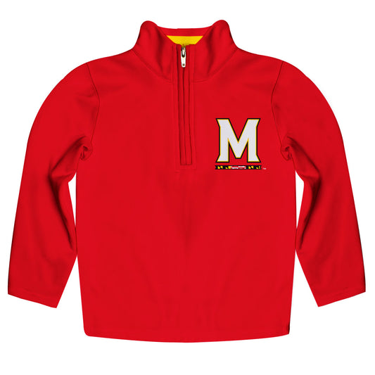 Maryland Terrapins Game Day Solid Red Quarter Zip Pullover for Infants Toddlers by Vive La Fete