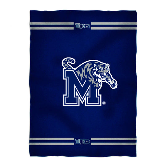 Memphis Tigers Game Day Soft Premium Fleece Royal Throw Blanket 40 x 58 Logo and Stripes