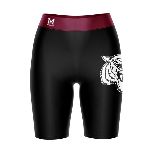 Morehouse Maroon Tigers Vive La Fete Game Day Logo on Thigh and Waistband Black and Maroon Women Bike Short 9 Inseam