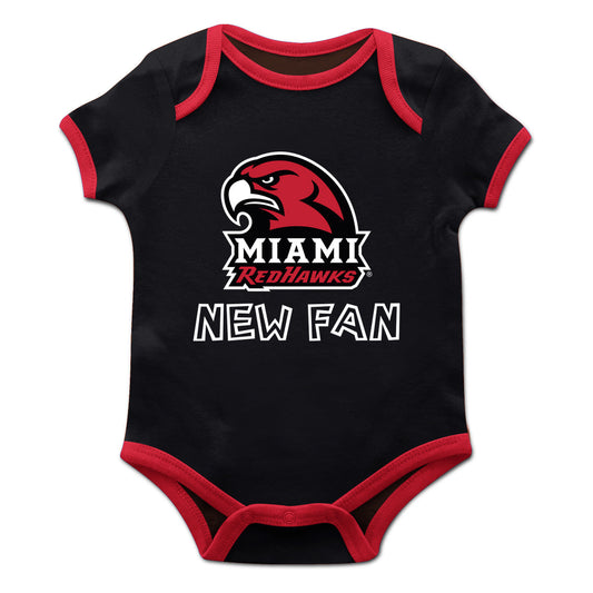 Miami Ohio RedHawks Infant Black Short Sleeve One Piece Jumpsuit by Vive La Fete