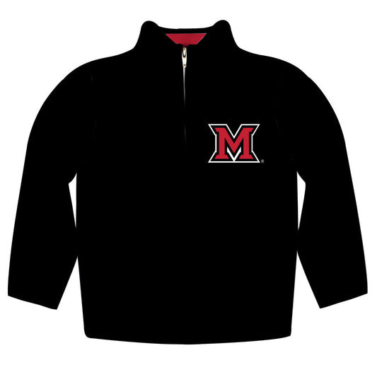 Miami Ohio RedHawks Game Day Solid Black Quarter Zip Pullover for Infants Toddlers by Vive La Fete