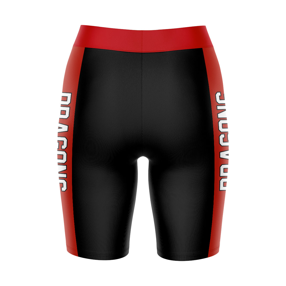 Minnesota State Dragons Vive La Fete Game Day Logo on Waistband and Red Stripes Black Women Bike Short 9 Inseam"