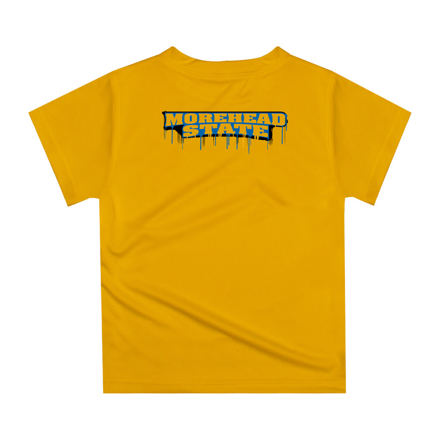 Morehead State Eagles Original Dripping Football Gold T-Shirt by Vive La Fete