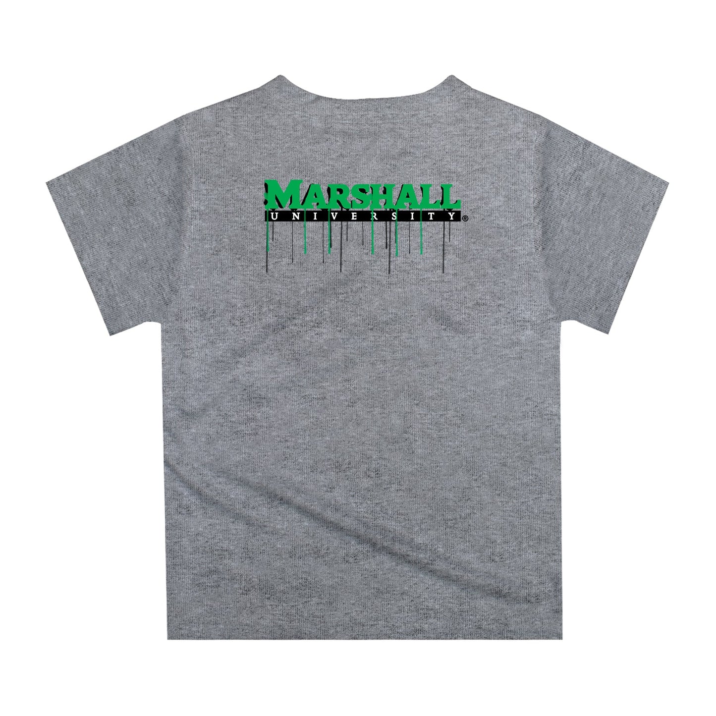 Marshall Thundering Herd MU Original Dripping Football Helmet Heather Gray T-Shirt by Vive La Fete