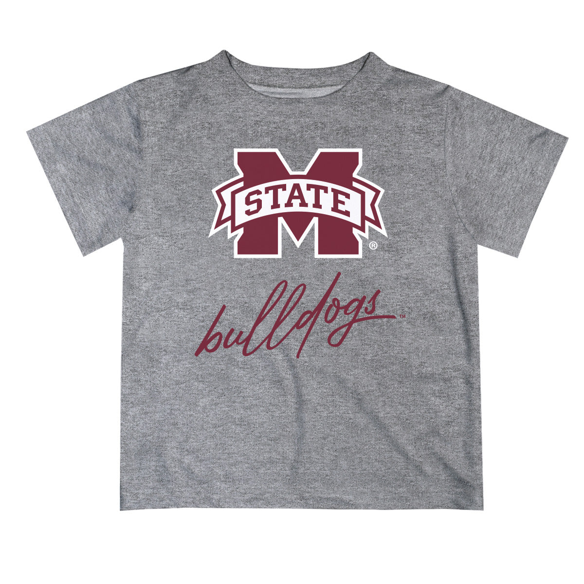 Mississippi State Bulldogs Vive La Fete Script V1 Heather Gray Short Sleeve Tee Shirt